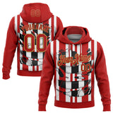 Custom Stitched Red White Black-Old Gold 3D Pattern Design Stripe Sports Pullover Sweatshirt Hoodie
