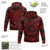 Custom Red Black 3D Skull Gothic Vintage Sports Pullover Sweatshirt Hoodie