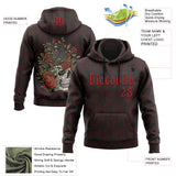 Custom Black Red 3D Skull Roses Gothic Royalty Crow Floral Sports Pullover Sweatshirt Hoodie
