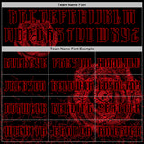 Custom Black Red 3D Skull Roses Gothic Vintage Sports Pullover Sweatshirt Hoodie