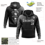 Custom Black White 3D Skull Roses Gothic Vintage Sports Pullover Sweatshirt Hoodie