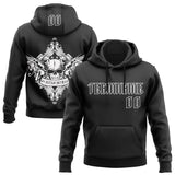 Custom Black White 3D Skull Gothic Postmortem Vintage Sports Pullover Sweatshirt Hoodie