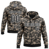 Custom Black White 3D Skull Gothic Vintage Grunge Art Sports Pullover Sweatshirt Hoodie