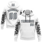 Custom White Silver-Black 3D Skull Gothic Floral Sports Pullover Sweatshirt Hoodie