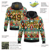 Custom Stitched Black Brown-Yellow 3D Pattern Design Tribal Ethnic Native American Sports Pullover Sweatshirt Hoodie