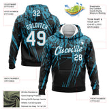 Custom Stitched Black White-Panther Blue 3D Pattern Design Splash Grunge Art Sports Pullover Sweatshirt Hoodie