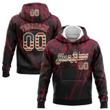 Custom Stitched Black Vintage USA Flag Crimson-Cream 3D Pattern Design Splash Grunge Art Sports Pullover Sweatshirt Hoodie