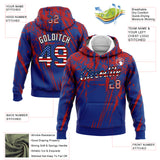 Custom Stitched Royal USA Flag Red Black-White 3D Pattern Design Splash Grunge Art Sports Pullover Sweatshirt Hoodie