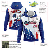 Custom Stitched White USA Flag Royal Black-Red 3D American Flag Sports Pullover Sweatshirt Hoodie