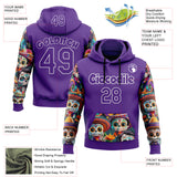 Custom Purple White 3D Skull Calavera Day Of The Dead Dia de los Muertos Sports Pullover Sweatshirt Hoodie