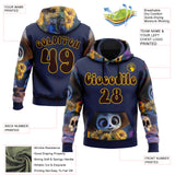 Custom Blue Brown-Yellow 3D Skull Sunflower Day Of The Dead Dia de los Muertos Sports Pullover Sweatshirt Hoodie