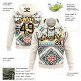 Custom Stitched Cream Navy Blue Orange Gray-Gold 3D Mexico Aztec Pattern Sports Pullover Sweatshirt Hoodie