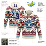 Custom Stitched Cream Navy Red Blue-White 3D Mexico Aztec Pattern Sports Pullover Sweatshirt Hoodie
