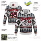 Custom Stitched White Black Gray Blue-Fire Red 3D Mexico Aztec Pattern Sports Pullover Sweatshirt Hoodie