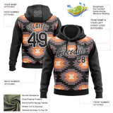 Custom Stitched Black Gray Orange-White 3D Mexico Aztec Pattern Sports Pullover Sweatshirt Hoodie