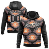 Custom Stitched Black Gray Orange-White 3D Mexico Aztec Pattern Sports Pullover Sweatshirt Hoodie