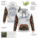 Custom Stitched White Yellow Red Blue-Navy 3D Mexico Aztec Pattern Sports Pullover Sweatshirt Hoodie