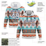 Custom Stitched White Gray Orange Blue-Navy 3D Mexico Aztec Pattern Sports Pullover Sweatshirt Hoodie
