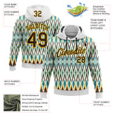 Custom Stitched White Brown Blue-Yellow 3D Mexico Aztec Pattern Sports Pullover Sweatshirt Hoodie