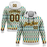 Custom Stitched White Brown Blue-Yellow 3D Mexico Aztec Pattern Sports Pullover Sweatshirt Hoodie