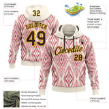Custom Stitched Cream Brown Red-Yellow 3D Mexico Aztec Pattern Sports Pullover Sweatshirt Hoodie