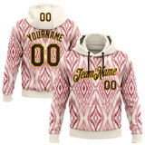 Custom Stitched Cream Brown Red-Yellow 3D Mexico Aztec Pattern Sports Pullover Sweatshirt Hoodie