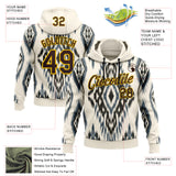 Custom Stitched Cream Brown Blue-Yellow 3D Mexico Aztec Pattern Sports Pullover Sweatshirt Hoodie