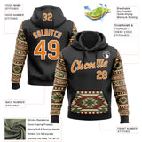 Custom Stitched Black Bay Orange Cream Red Green-White 3D Mexico Aztec Pattern Sports Pullover Sweatshirt Hoodie