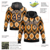 Custom Stitched Black Brown Orange Green-White 3D Mexico Aztec Pattern Sports Pullover Sweatshirt Hoodie