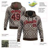 Custom Stitched Brown Black White-Fire Red 3D Mexico Aztec Pattern Sports Pullover Sweatshirt Hoodie