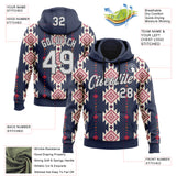 Custom Stitched Navy White Cream Red-Steel Gray 3D Mexico Aztec Pattern Sports Pullover Sweatshirt Hoodie