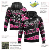 Custom Stitched Black Pink-White 3D Pattern Design Torn Paper Style Sports Pullover Sweatshirt Hoodie