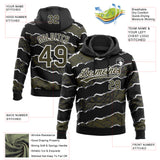 Custom Stitched Black Olive-White 3D Pattern Design Torn Paper Style Sports Pullover Sweatshirt Hoodie
