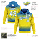Custom Stitched Blue White-Light Yellow 3D Pattern Design Line Sportswear Pullover Sweatshirt Hoodie