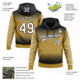 Custom Stitched Black White-Old Gold 3D Pattern Design Line Sportswear Pullover Sweatshirt Hoodie
