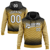 Custom Stitched Black White-Old Gold 3D Pattern Design Line Sportswear Pullover Sweatshirt Hoodie
