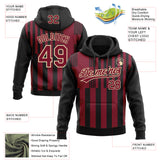 Custom Stitched Black Crimson-Cream 3D Pattern Design Line Sportswear Pullover Sweatshirt Hoodie
