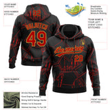 Custom Stitched Black Red-Old Gold 3D Pattern Design Line Sportswear Pullover Sweatshirt Hoodie