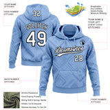 Custom Stitched Light Blue White-Black 3D Pattern Design Line Sportswear Pullover Sweatshirt Hoodie