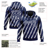 Custom Stitched Navy White 3D Pattern Design Line Sportswear Pullover Sweatshirt Hoodie
