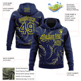 Custom Stitched Navy Light Yellow-White 3D Pattern Design Line Sportswear Pullover Sweatshirt Hoodie