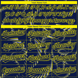 Custom Stitched Navy Light Yellow-White 3D Pattern Design Line Sportswear Pullover Sweatshirt Hoodie