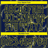 Custom Stitched Navy Light Yellow-White 3D Pattern Design Line Sportswear Pullover Sweatshirt Hoodie