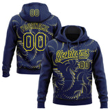 Custom Stitched Navy Light Yellow-White 3D Pattern Design Line Sportswear Pullover Sweatshirt Hoodie