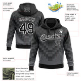 Custom Stitched Black White 3D Pattern Design Line Sportswear Pullover Sweatshirt Hoodie