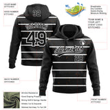 Custom Stitched Black White 3D Pattern Design Line Sportswear Pullover Sweatshirt Hoodie