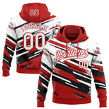 Custom Stitched Red White-Black 3D Pattern Design Line Sportswear Pullover Sweatshirt Hoodie