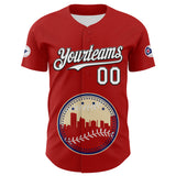 Custom Red White Blue Cream-Black 3D Urban City Edition Sports Authentic Baseball Jersey