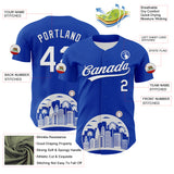 Custom Thunder Blue White-Black 3D Urban City Edition Sports Authentic Baseball Jersey