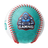 Personalized Game Name Time Logo Aqua White Baseballs